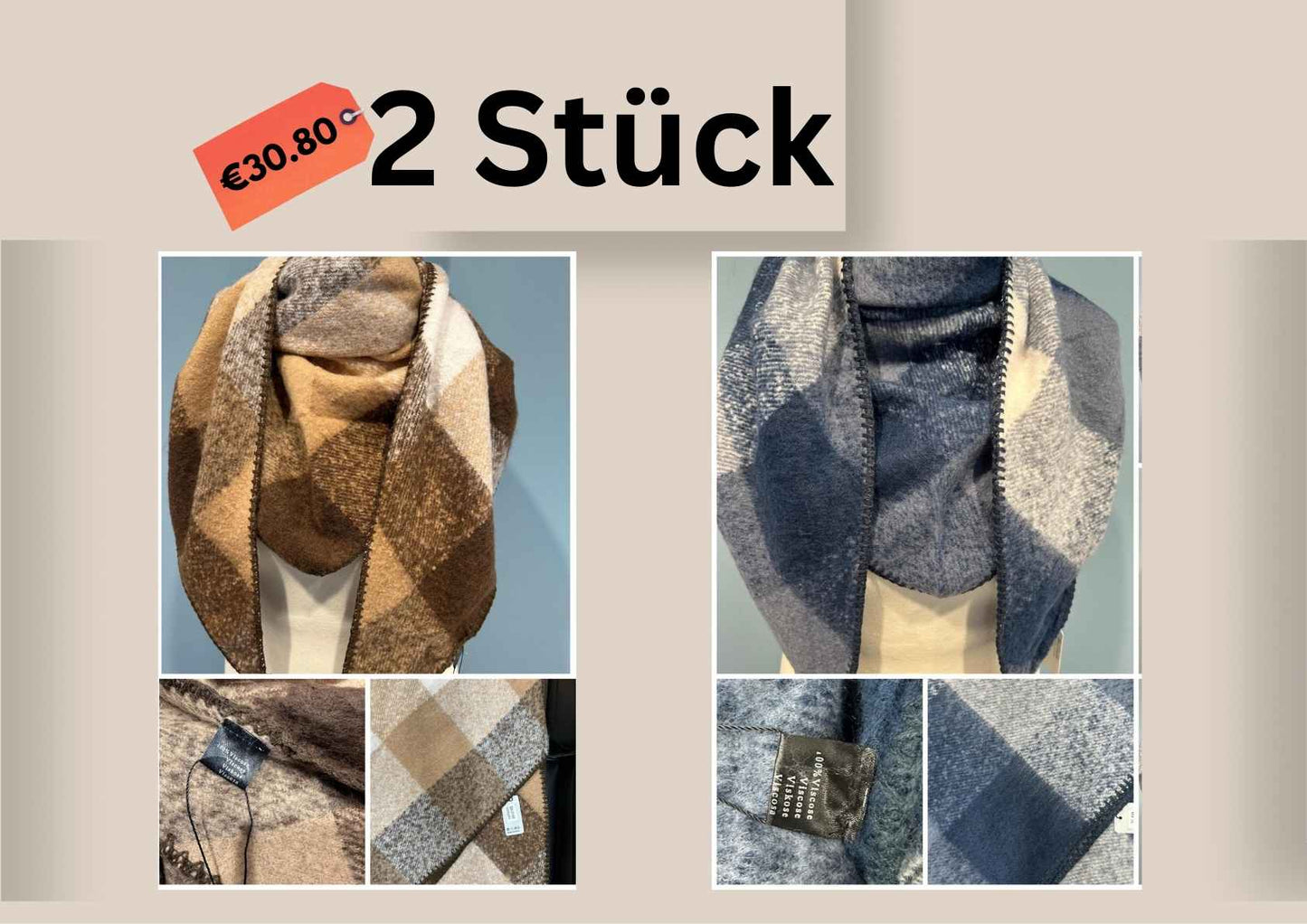 One-Size Karoschal Damen – Weicher Winter Schal, Plaid Poncho, Stola & Wickelschal