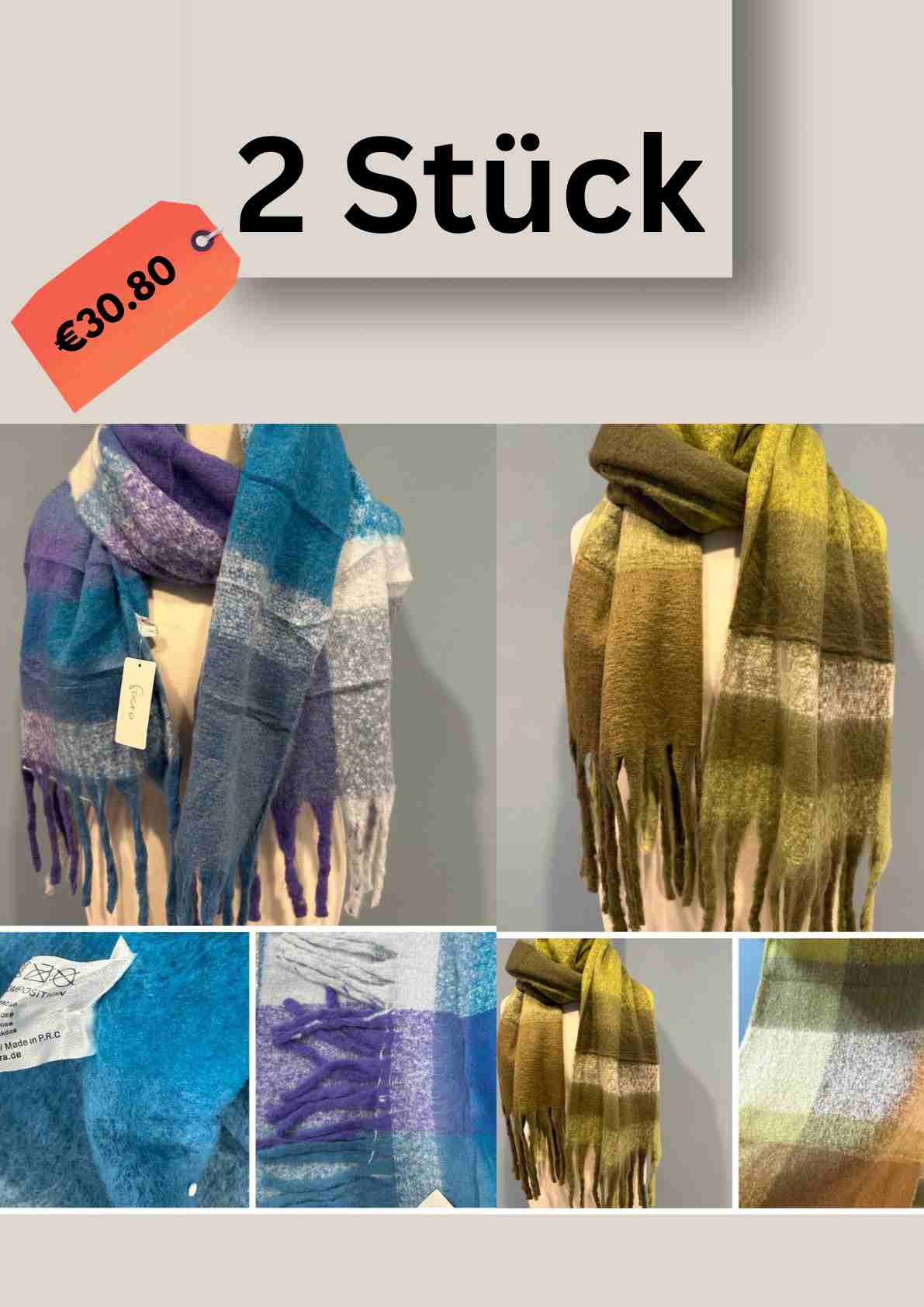 Extraweicher Damen Schal – Warm & Kuschelig, Karo-Muster, Oversized Plaid