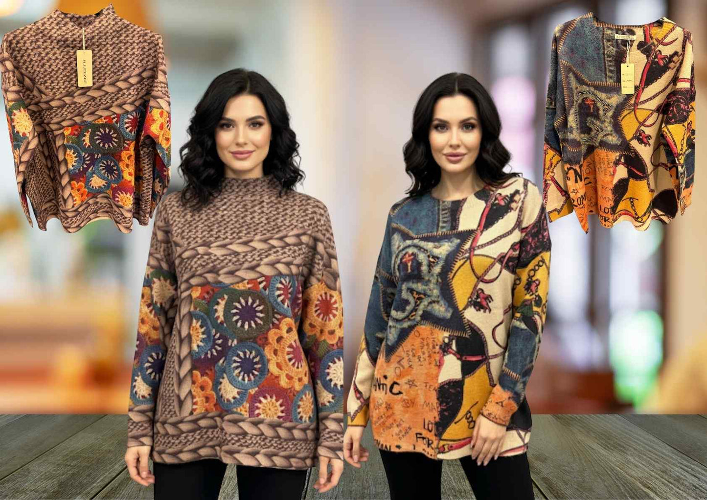 Damen Winterpullover Kuschelige Strickpullover mit Muster