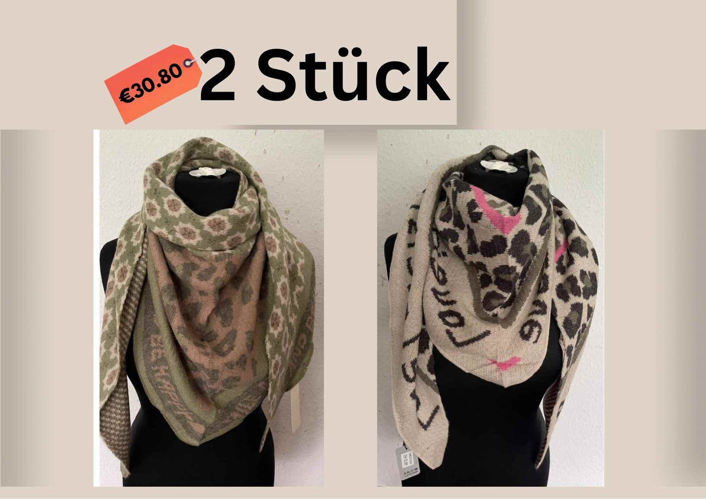 NEUE Kollektion Schal Damen Weicher Viskose-Wollschal Leopardenmuster Zebra Herz