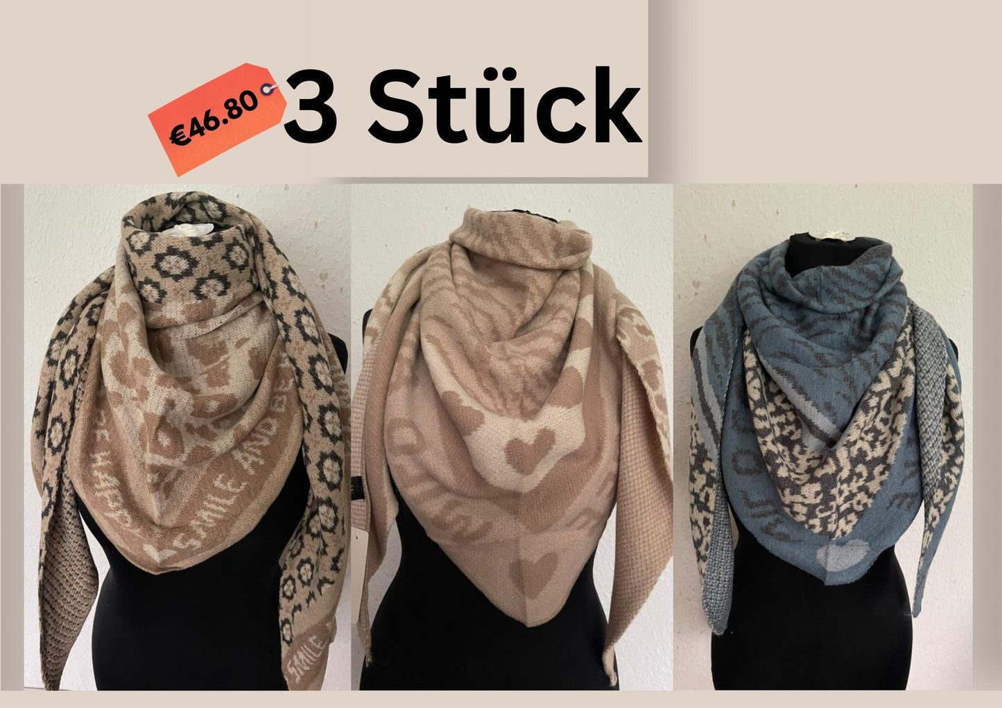 NEUE Kollektion Schal Damen Weicher Viskose-Wollschal Leopardenmuster Zebra Herz