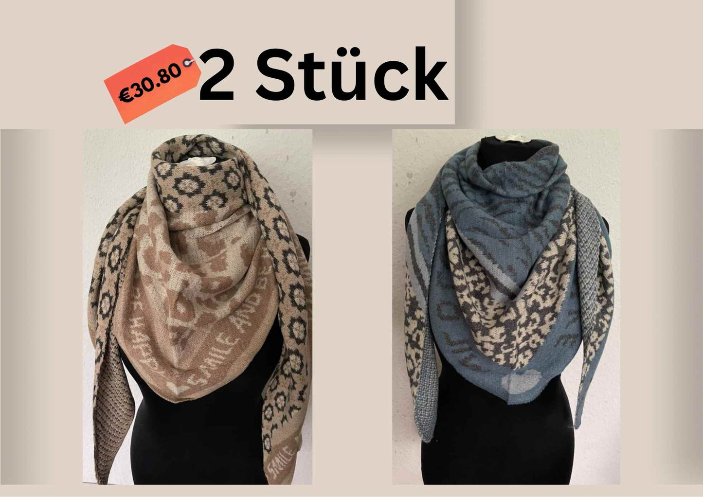 NEUE Kollektion Schal Damen Weicher Viskose-Wollschal Leopardenmuster Zebra Herz