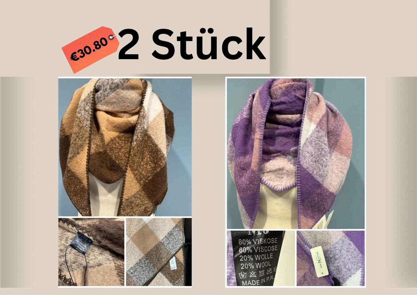 One-Size Karoschal Damen – Weicher Winter Schal, Plaid Poncho, Stola & Wickelschal
