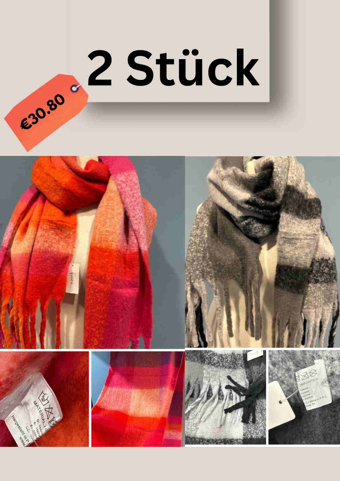 Extraweicher Damen Schal – Warm & Kuschelig, Karo-Muster, Oversized Plaid
