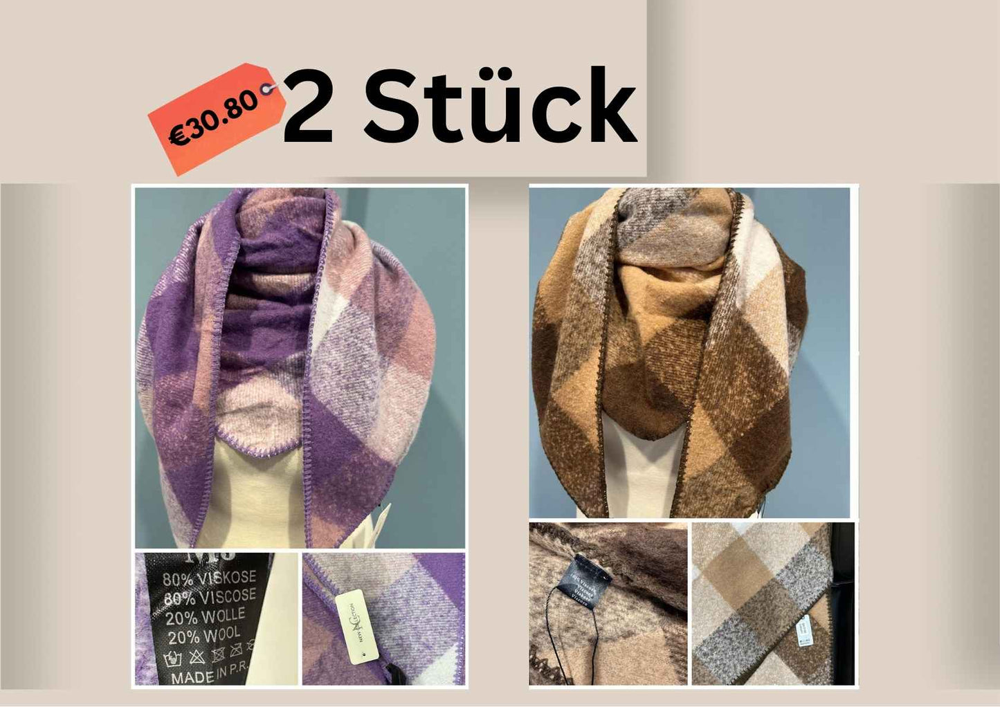 One-Size Karoschal Damen – Weicher Winter Schal, Plaid Poncho, Stola & Wickelschal