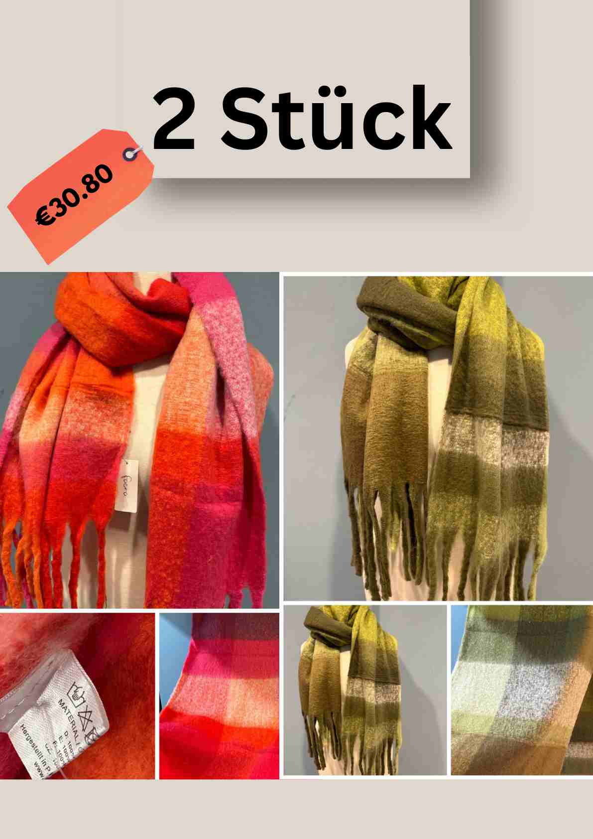 Extraweicher Damen Schal – Warm & Kuschelig, Karo-Muster, Oversized Plaid