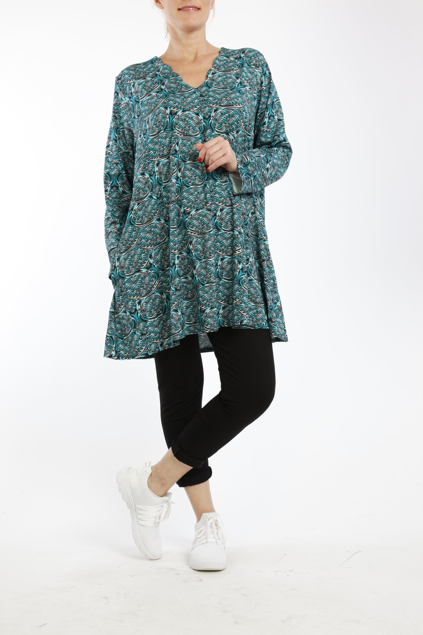 Damen Langarmshirt mit Paisley-Muster – Weiches Viskose-Oberteil im Bequemen Loose Fit - Naveed Mode GmbH