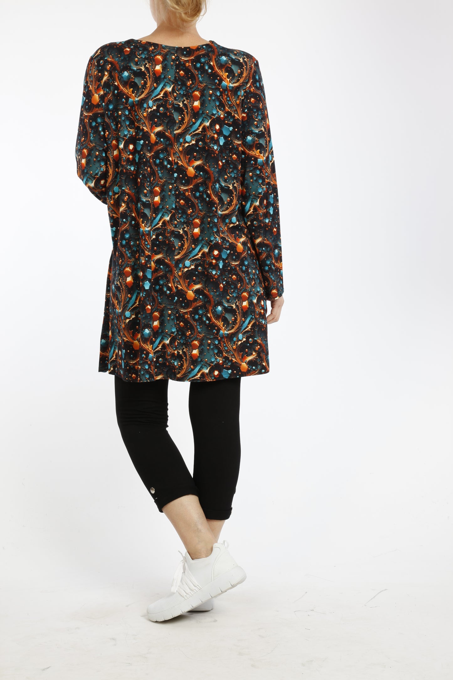 Damen Langarmshirt mit Modernem Muster – Weiches Viskose-Oberteil mit Lockerem Schnitt - Naveed Mode GmbH