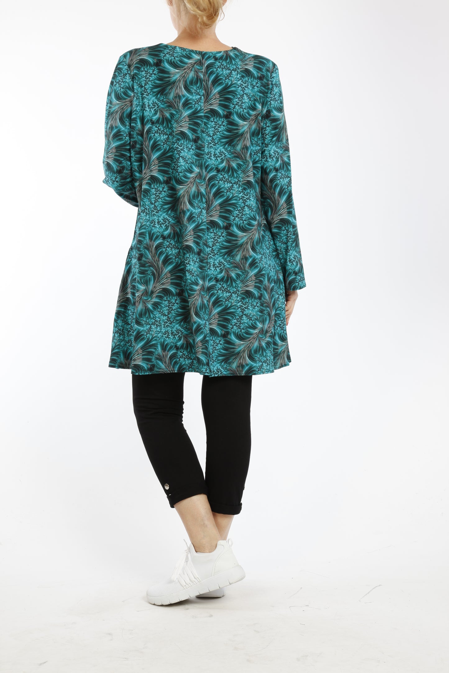 Damen Langarmshirt mit Floral-Abstraktem Muster – Viskose Shirt im Bequemen Loose Fit - Naveed Mode GmbH