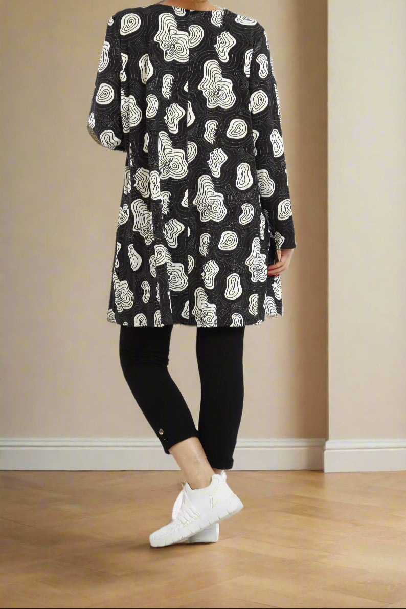 Damen Langarmshirt mit Organischem Muster – Weiche Viskose Tunika mit Bequemer Passform - Naveed Mode GmbH