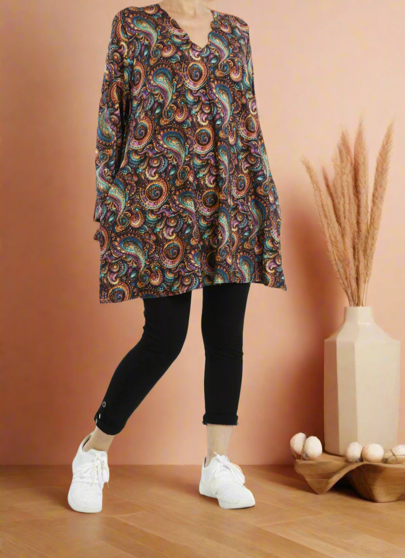 Damen Langarmshirt mit Schlangenmuster – Viskose Tunika im Animal Print mit Lockerer Passform - Naveed Mode GmbH
