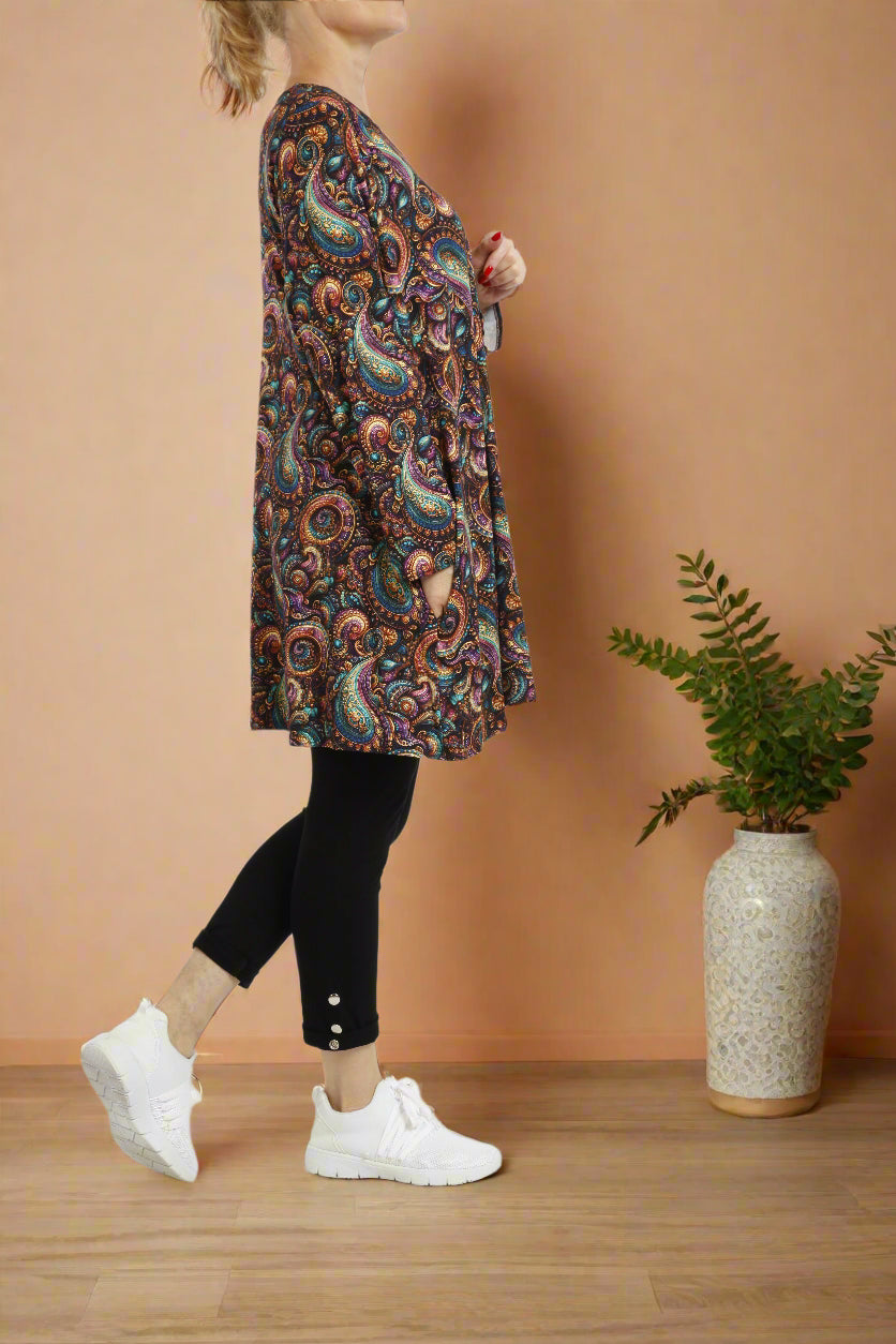 Damen Langarmshirt mit Schlangenmuster – Viskose Tunika im Animal Print mit Lockerer Passform - Naveed Mode GmbH
