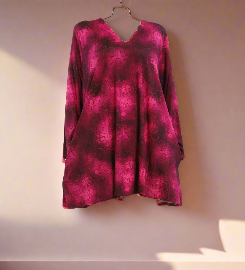Damen Viskose-Shirt mit Batikmuster – Weiches Langarm-Oberteil für kühle Tage - Naveed Mode GmbH