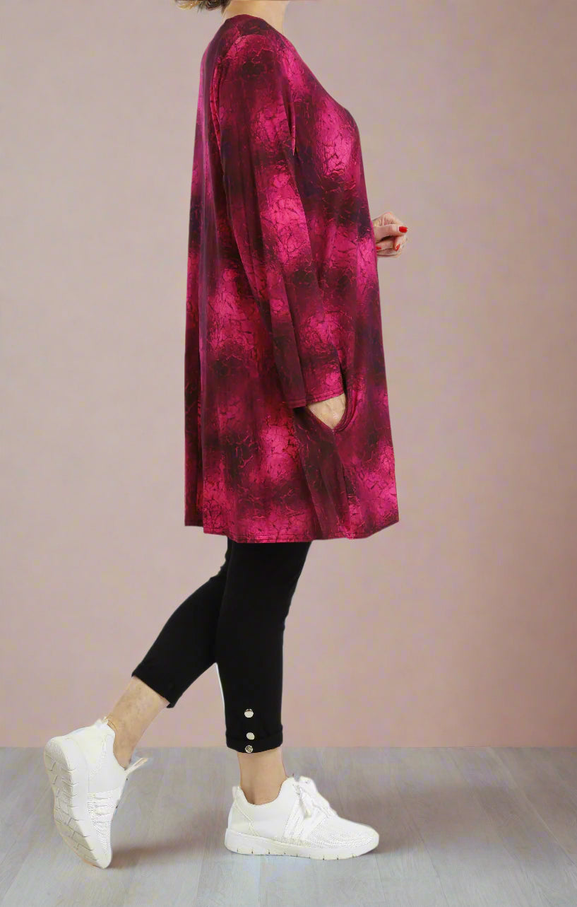 Damen Viskose-Shirt mit Batikmuster – Weiches Langarm-Oberteil für kühle Tage - Naveed Mode GmbH