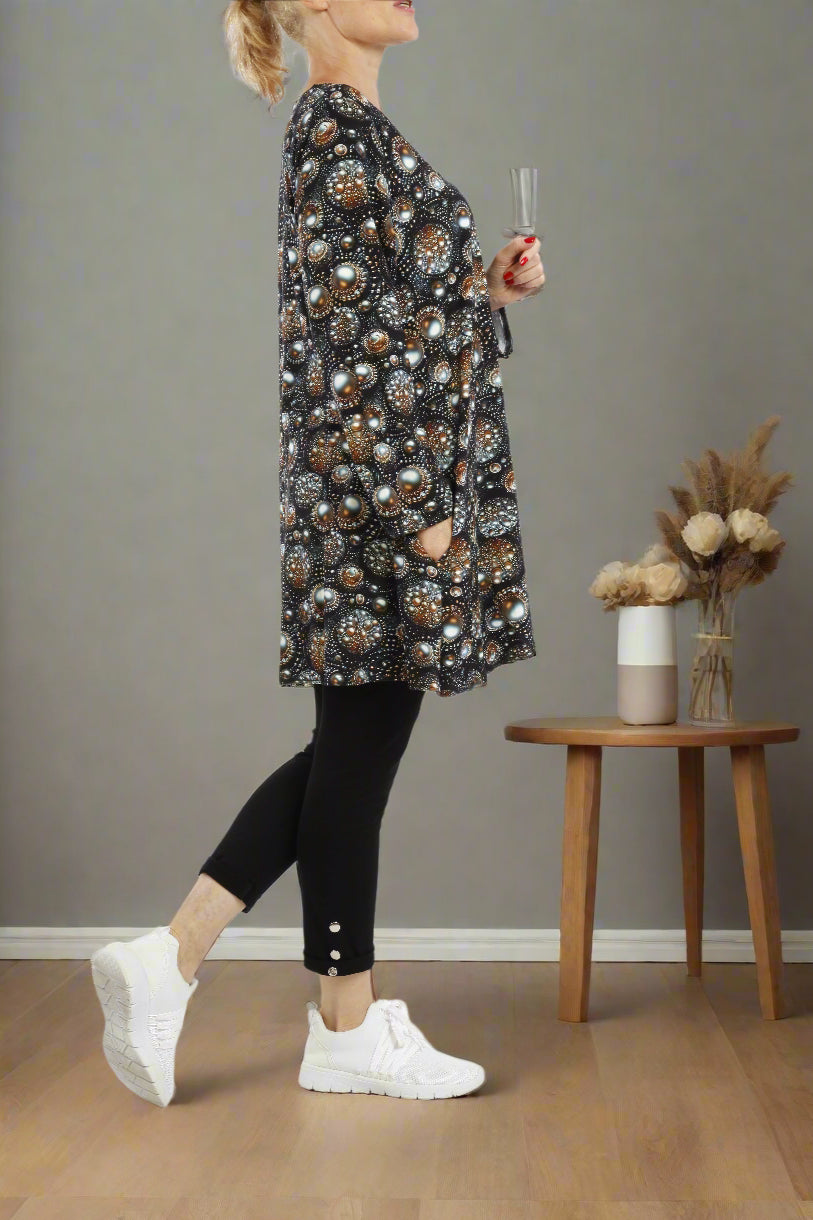 Damen Langarmshirt mit Ethno-Muster – Bequeme Viskose Tunika im Modernen Look - Naveed Mode GmbH