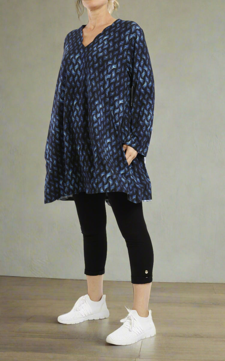 Damen Langarmshirt mit Chevron-Muster – Viskose Shirt im Modernen Look - Naveed Mode GmbH