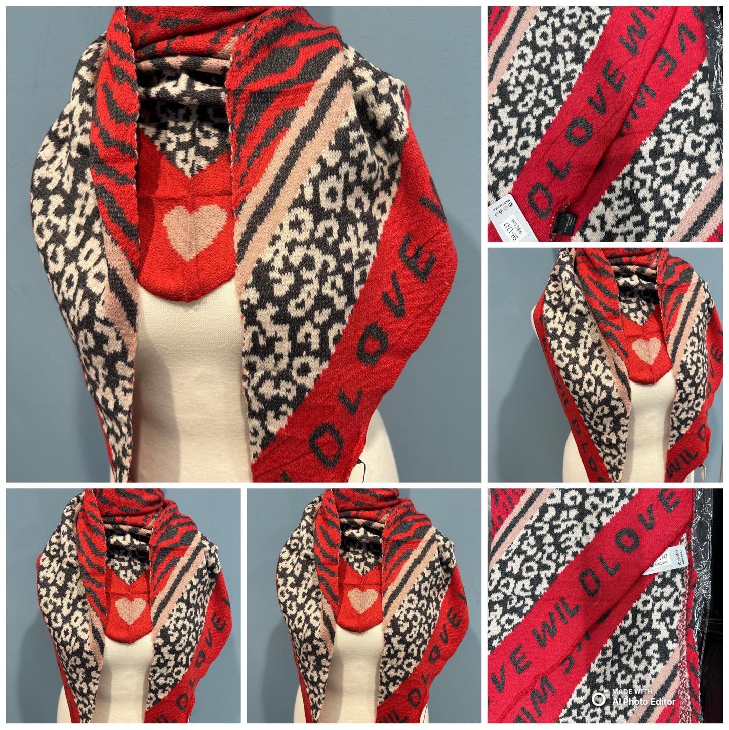 NEUE Kollektion Schal Damen Weicher Viskose-Wollschal Leopardenmuster Zebra Herz