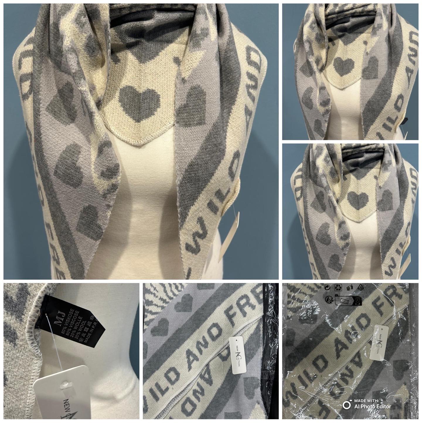NEUE Kollektion Schal Damen Weicher Viskose-Wollschal Leopardenmuster Zebra Herz