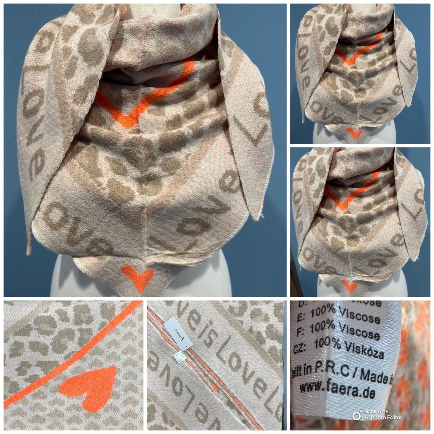 NEUE Kollektion Schal Damen Weicher Viskose-Wollschal Leopardenmuster Zebra Herz