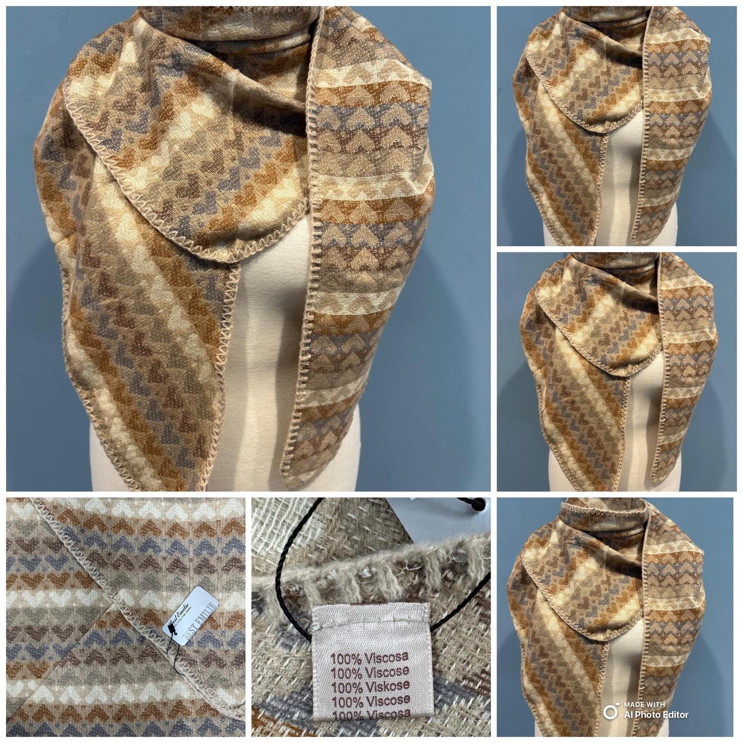 Cozy Schal mit Herz- und Wellenmuster – Weich & Warm für Damen.