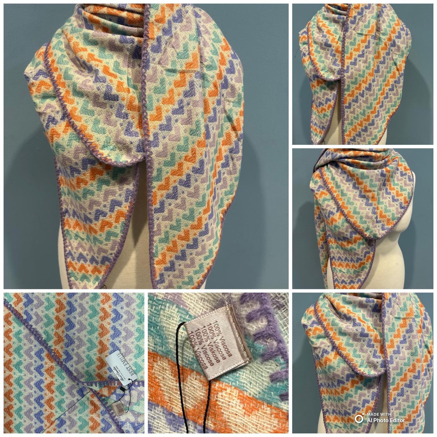 Cozy Schal mit Herz- und Wellenmuster – Weich & Warm für Damen.