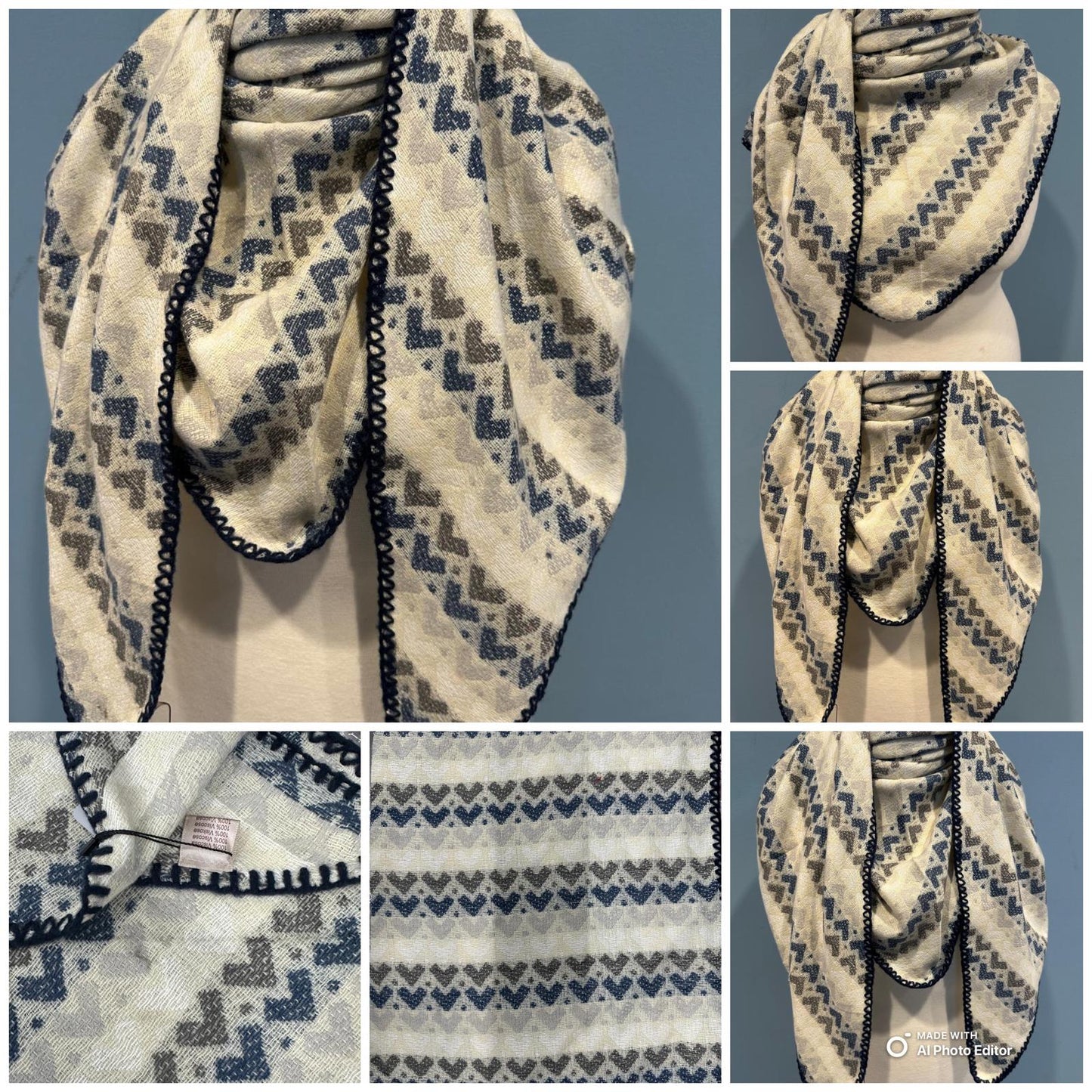 Cozy Schal mit Herz- und Wellenmuster – Weich & Warm für Damen.