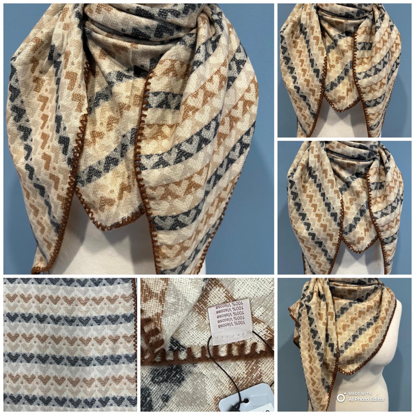 Cozy Schal mit Herz- und Wellenmuster – Weich & Warm für Damen.