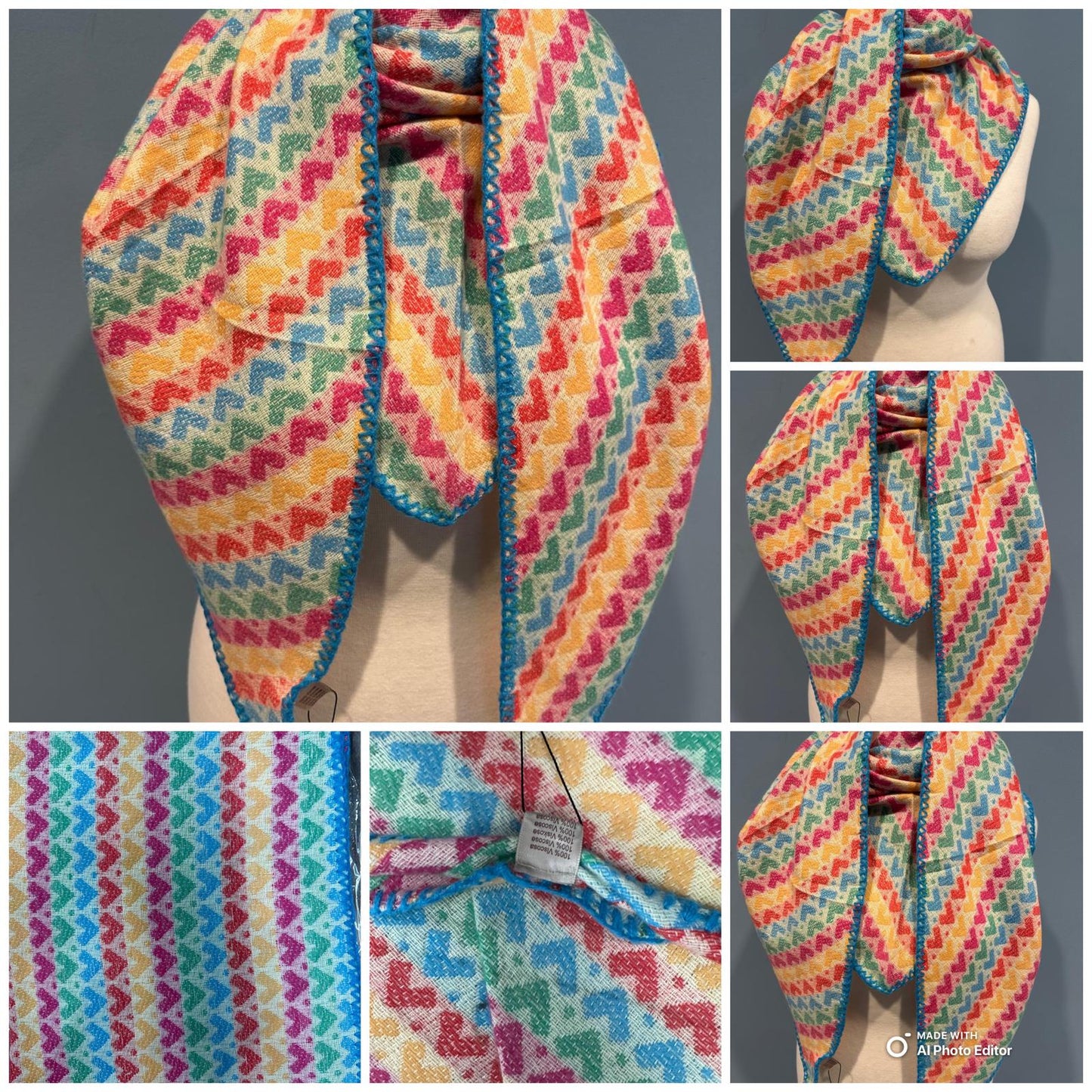 Cozy Schal mit Herz- und Wellenmuster – Weich & Warm für Damen.