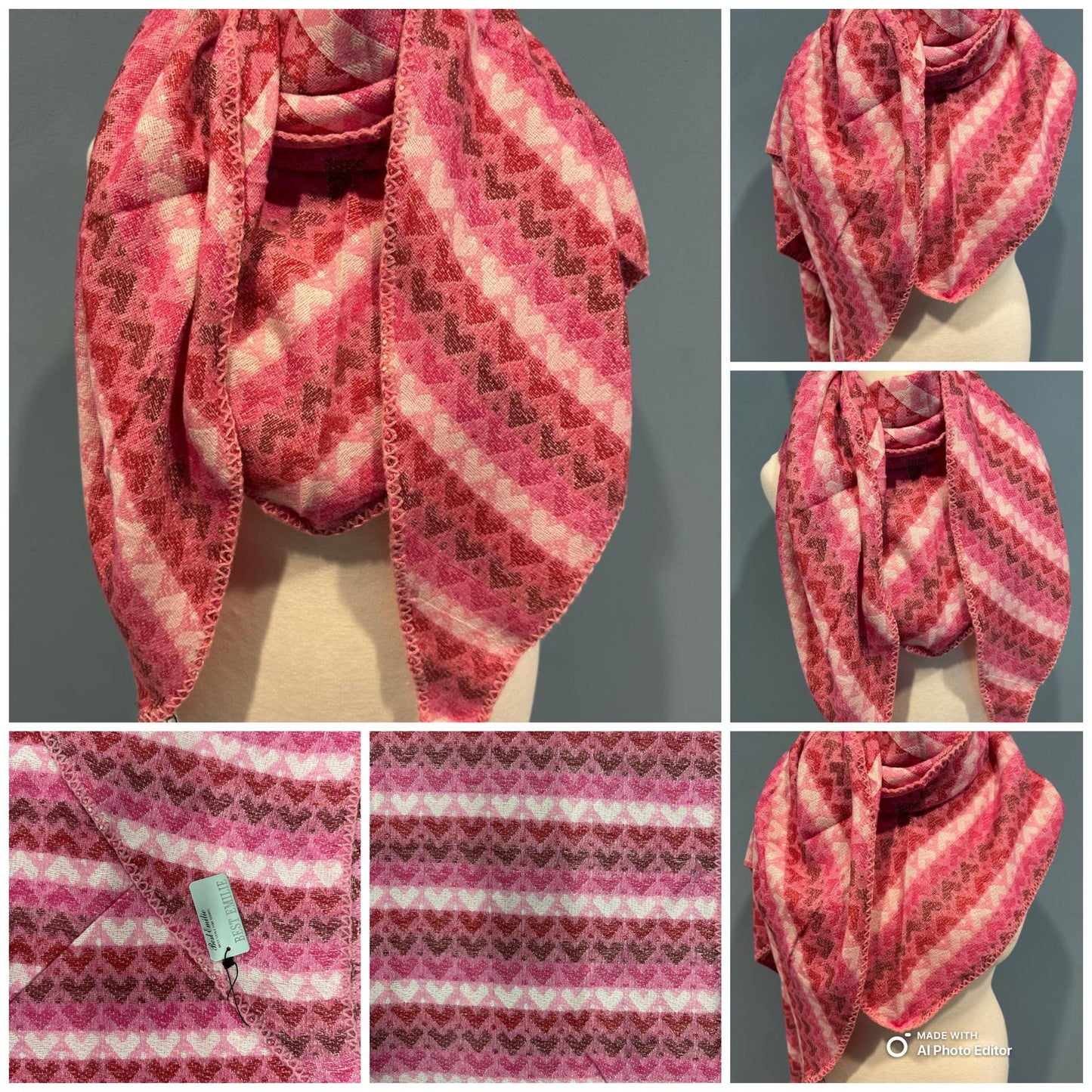 Cozy Schal mit Herz- und Wellenmuster – Weich & Warm für Damen.