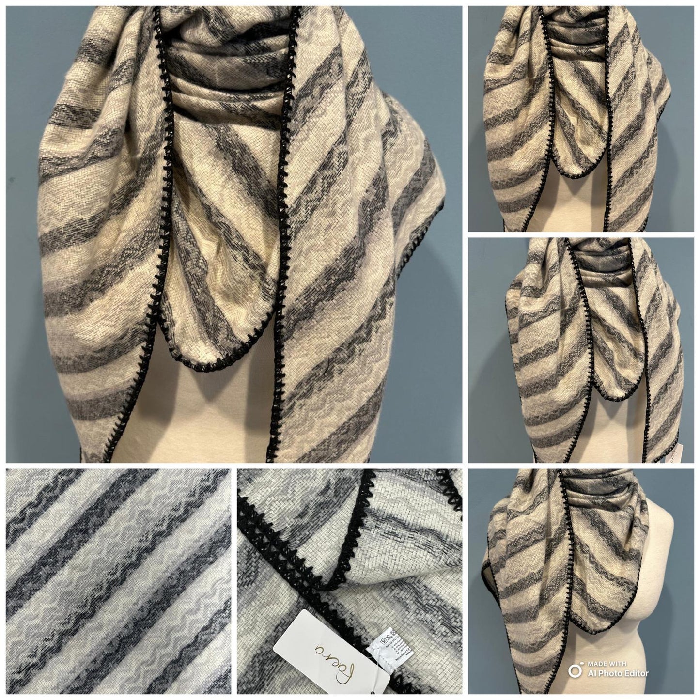 Cozy Schal mit Herz- und Wellenmuster – Weich & Warm für Damen.