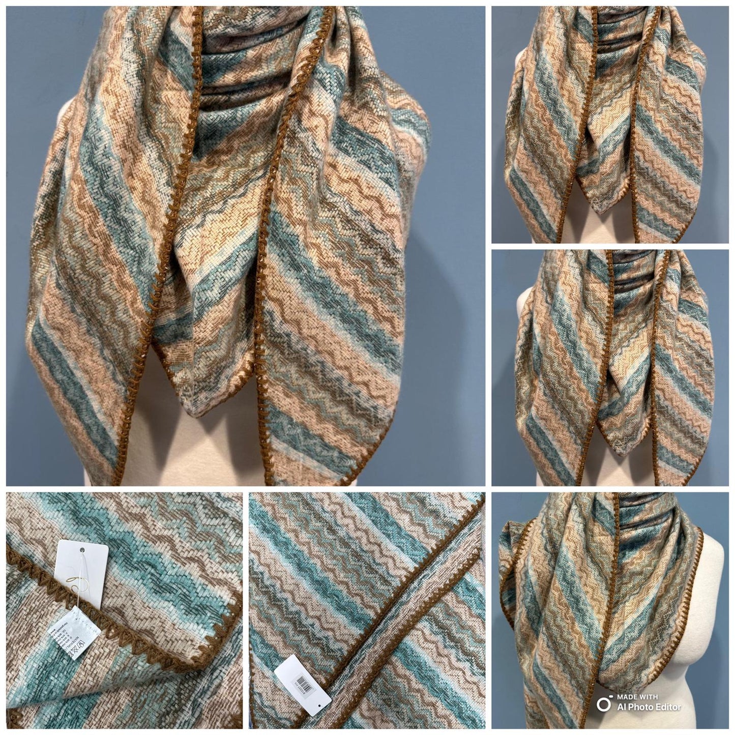 Cozy Schal mit Herz- und Wellenmuster – Weich & Warm für Damen.