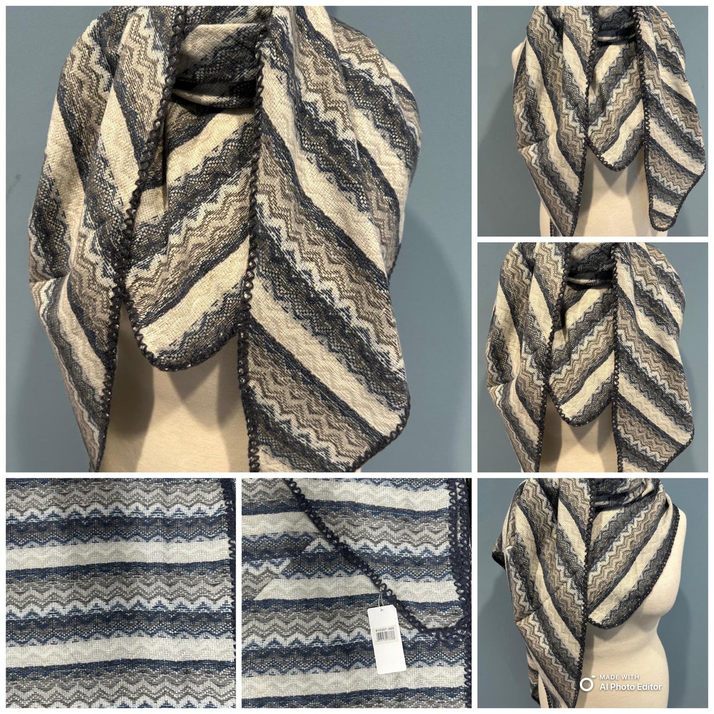 Cozy Schal mit Herz- und Wellenmuster – Weich & Warm für Damen.