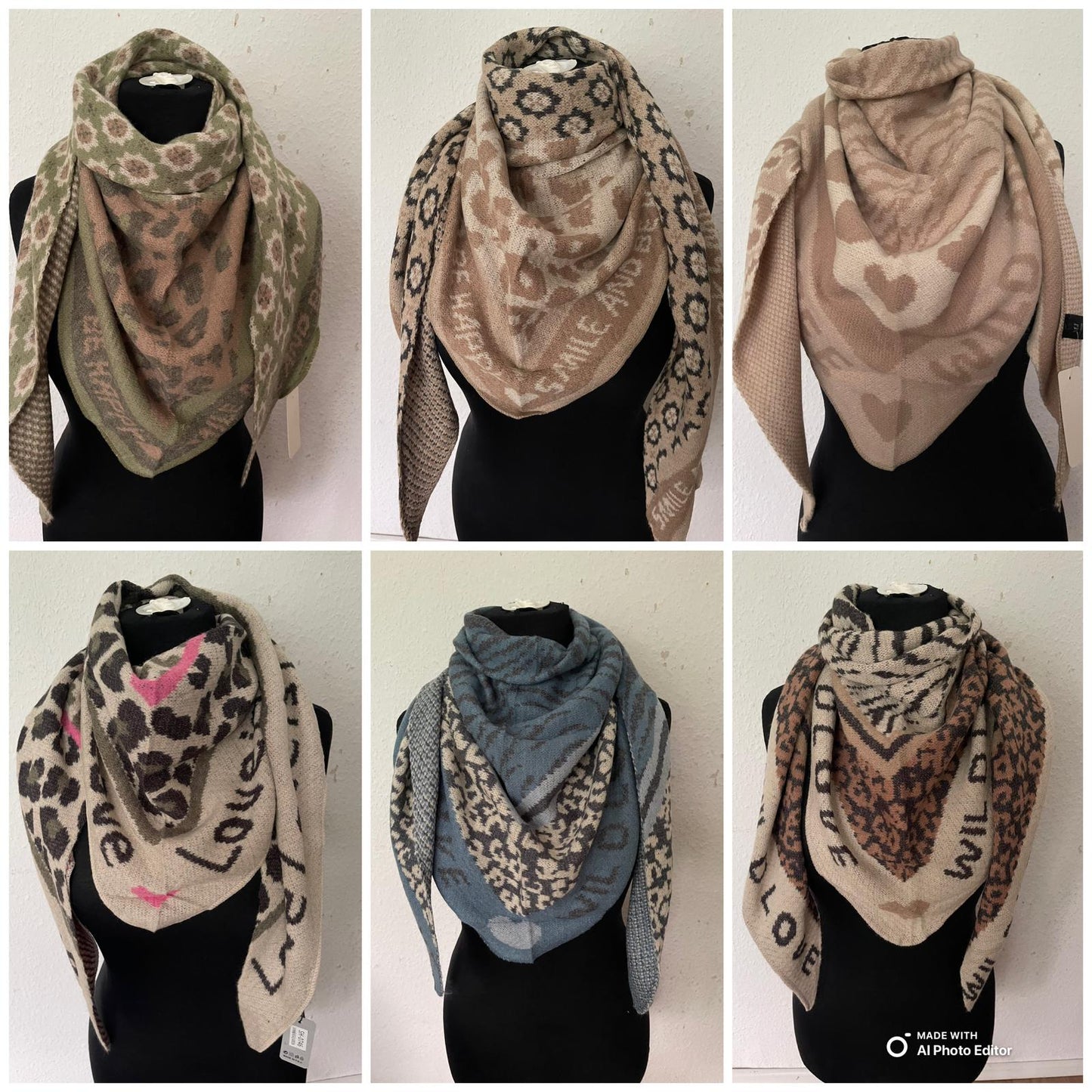 NEUE Kollektion Schal Damen Weicher Viskose-Wollschal Leopardenmuster Zebra Herz