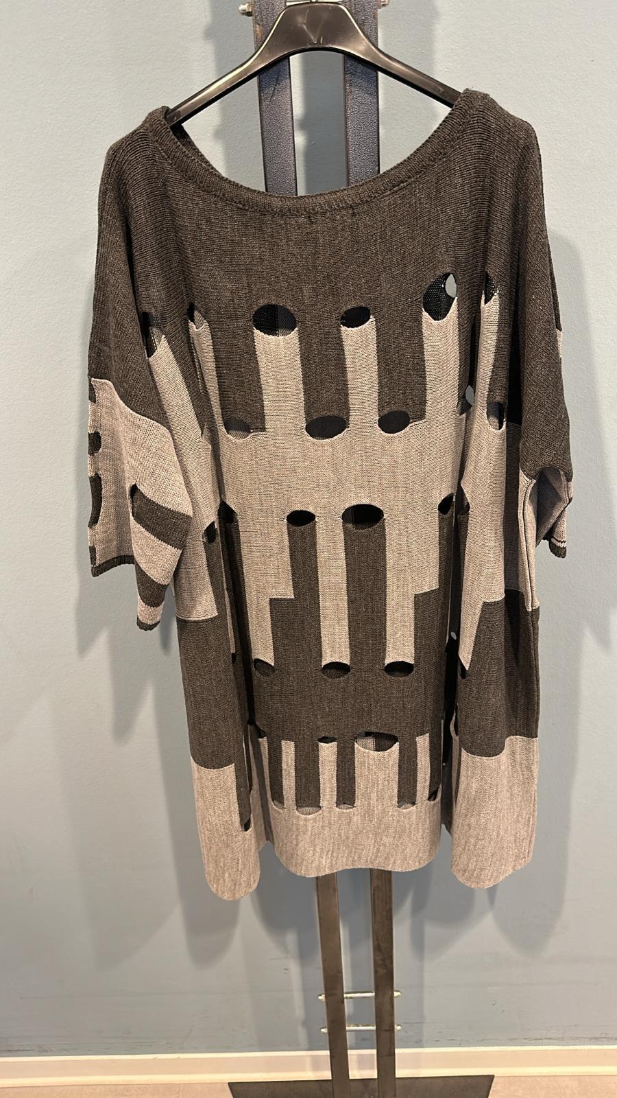 Oversize Damen Strickpullover Cut-Outs Farbkontrast One Size Trendy