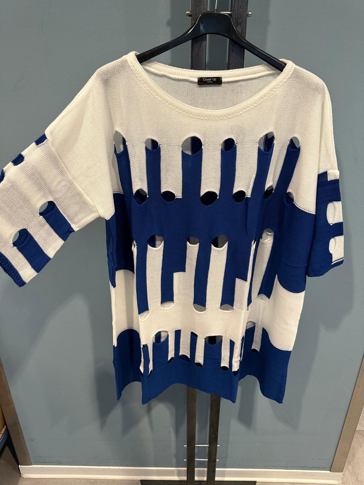 Oversize Damen Strickpullover Cut-Outs Farbkontrast One Size Trendy