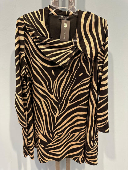Große Größen Shirt - Klassischer Zebra-Streifen-Druck Longline Knopf-Detail