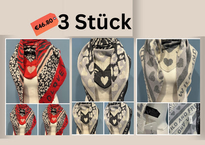 NEUE Kollektion Schal Damen Weicher Viskose-Wollschal Leopardenmuster Zebra Herz