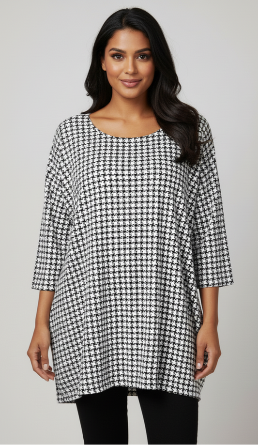 Top mit geometrischem Zackenmuster
