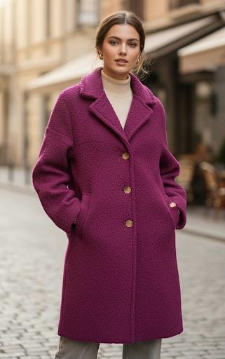 Eleganter Oversize Bouclé-Mantel – Importiert aus Italien Langer Damenmantel für Herbst & Winter - Naveed Mode GmbH