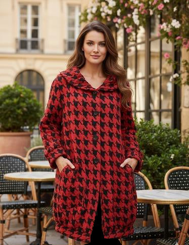 Klassisch & Elegant: Kurzmantel mit Hahnentritt-Muster| Damen Outerwear