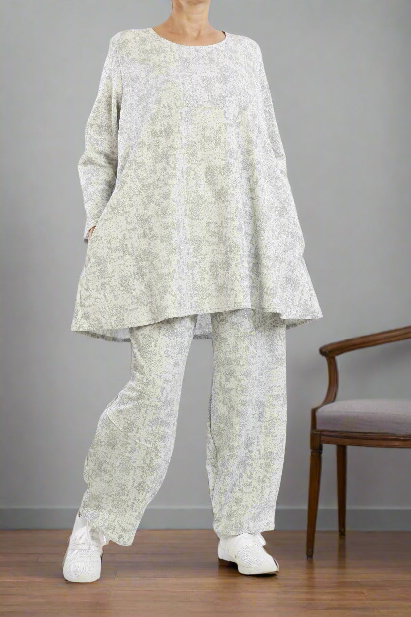 Zweiteiliges Damen-Set mit Rundhals und Strukturmuster – vielseitiger Co-ord
