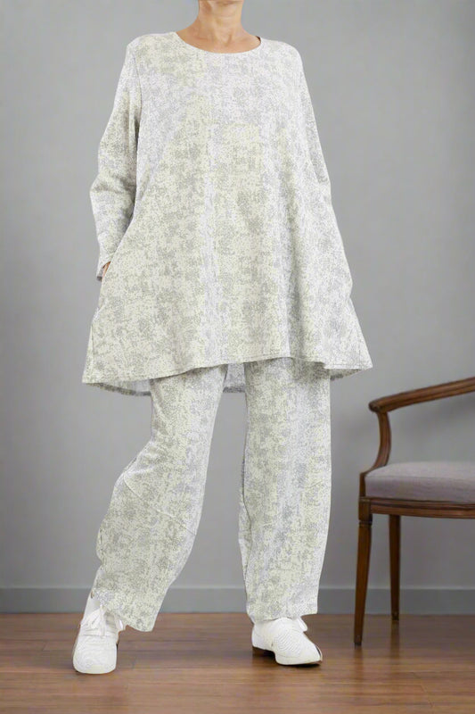 Zweiteiliges Damen-Set mit Rundhals und Strukturmuster – vielseitiger Co-ord