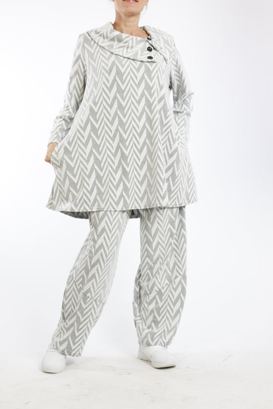 Gestreiftes zweiteiliges Set mit Fischgrätmuster | Bequemes & stylisches Co-ord-Set | Loungewear für Damen mit entspannter Passform - Naveed Mode GmbH