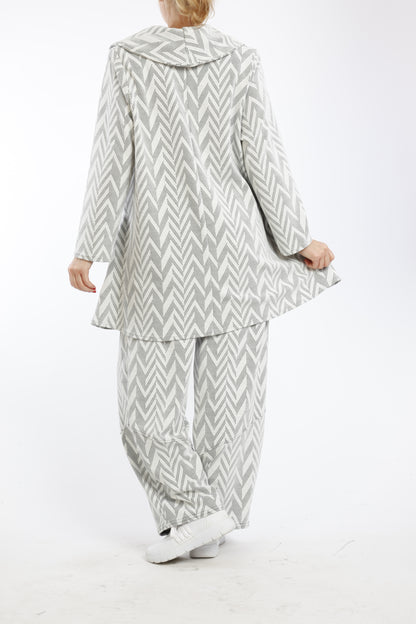 Gestreiftes zweiteiliges Set mit Fischgrätmuster | Bequemes & stylisches Co-ord-Set | Loungewear für Damen mit entspannter Passform - Naveed Mode GmbH