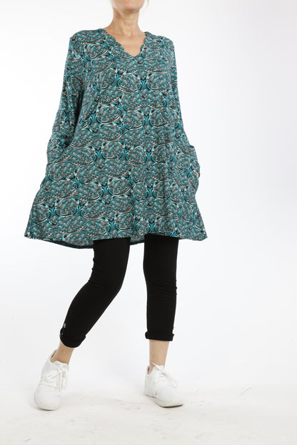 Damen Langarmshirt mit Paisley-Muster – Weiches Viskose-Oberteil im Bequemen Loose Fit - Naveed Mode GmbH