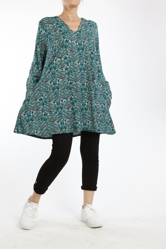 Damen Langarmshirt mit Paisley-Muster – Weiches Viskose-Oberteil im Bequemen Loose Fit - Naveed Mode GmbH
