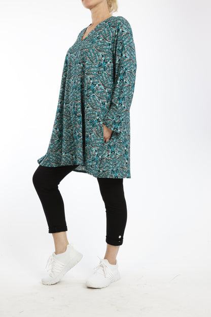 Damen Langarmshirt mit Paisley-Muster – Weiches Viskose-Oberteil im Bequemen Loose Fit - Naveed Mode GmbH