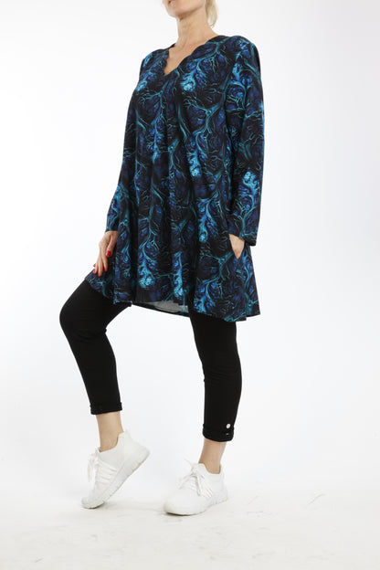 Damen Langarmshirt mit Ast-Muster – Viskose Tunika im Natürlichen Design & Bequemer Passform - Naveed Mode GmbH