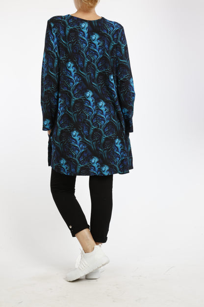 Damen Langarmshirt mit Ast-Muster – Viskose Tunika im Natürlichen Design & Bequemer Passform - Naveed Mode GmbH