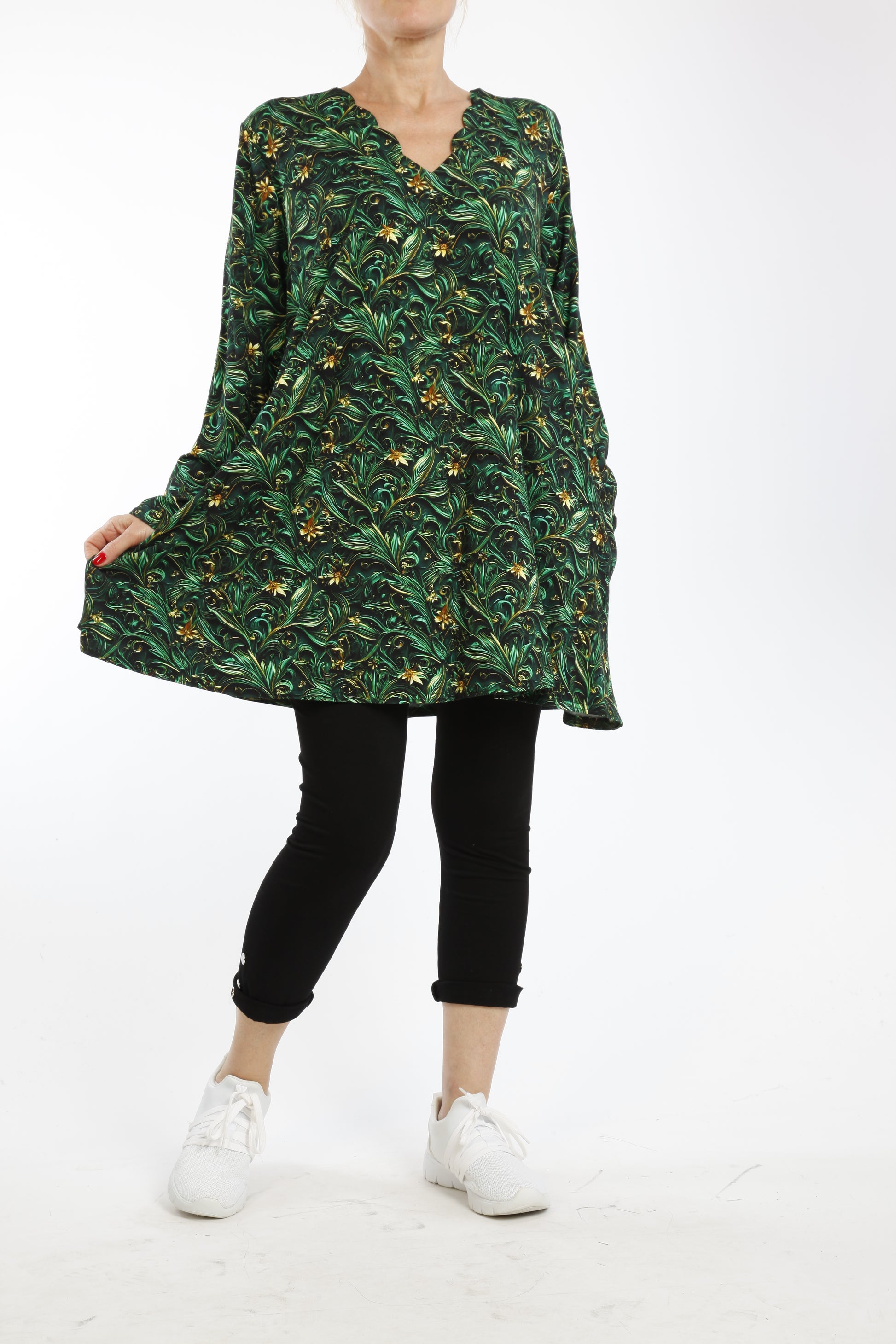 Damen Langarmshirt mit Floralem Muster – Viskose Tunika im Lockeren Schnitt für Alltag & Übergang - Naveed Mode GmbH